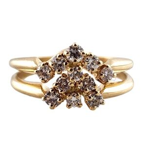 14 Karat Yellow Gold Diamond Double Band Ring Size 6.5 #18562